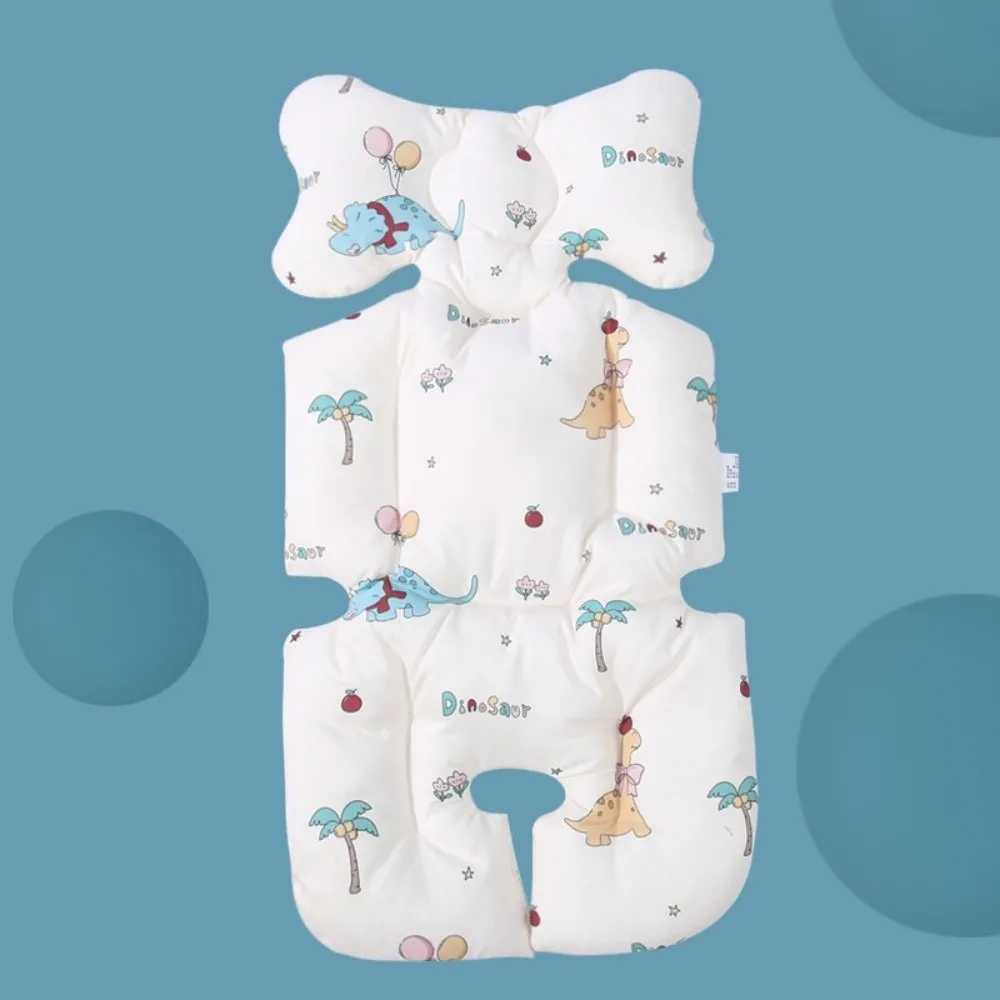 Essential Cotton Stroller Seat Cushion Cartoon Pattern Soft High Chair Liner Pad Breathable Warm Stroller Accessories Travel