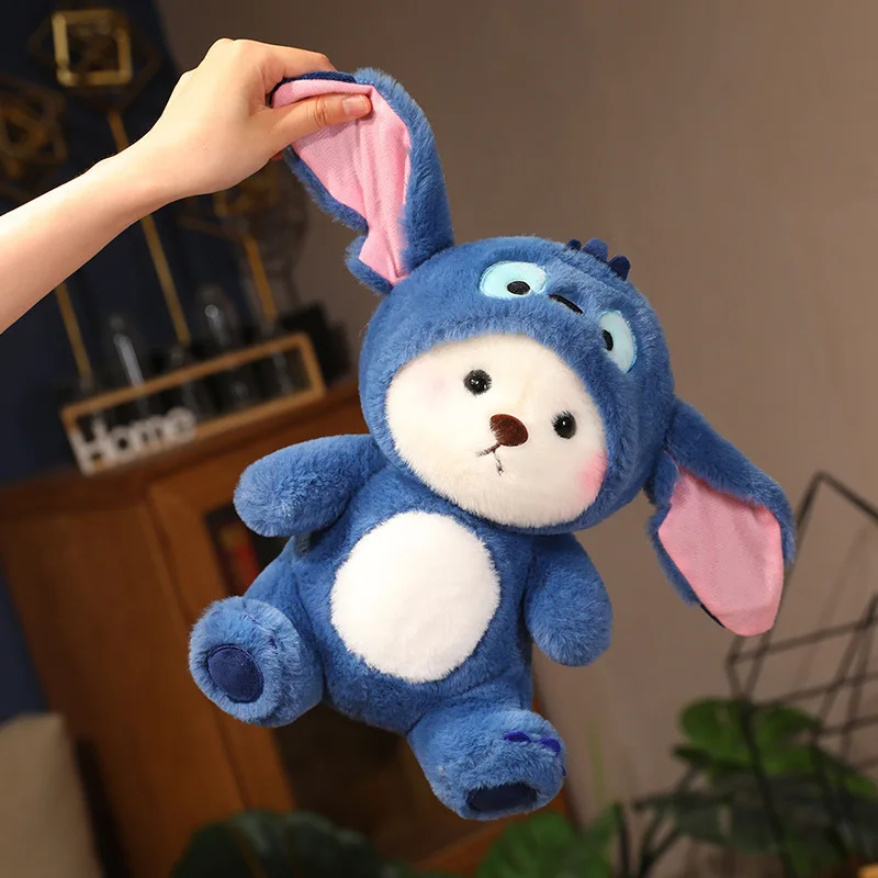 Disney Stitch Anime Super cute transform Plush blue Doll Couple gift Valentine's Day gifts Little Bear Handmade model toys