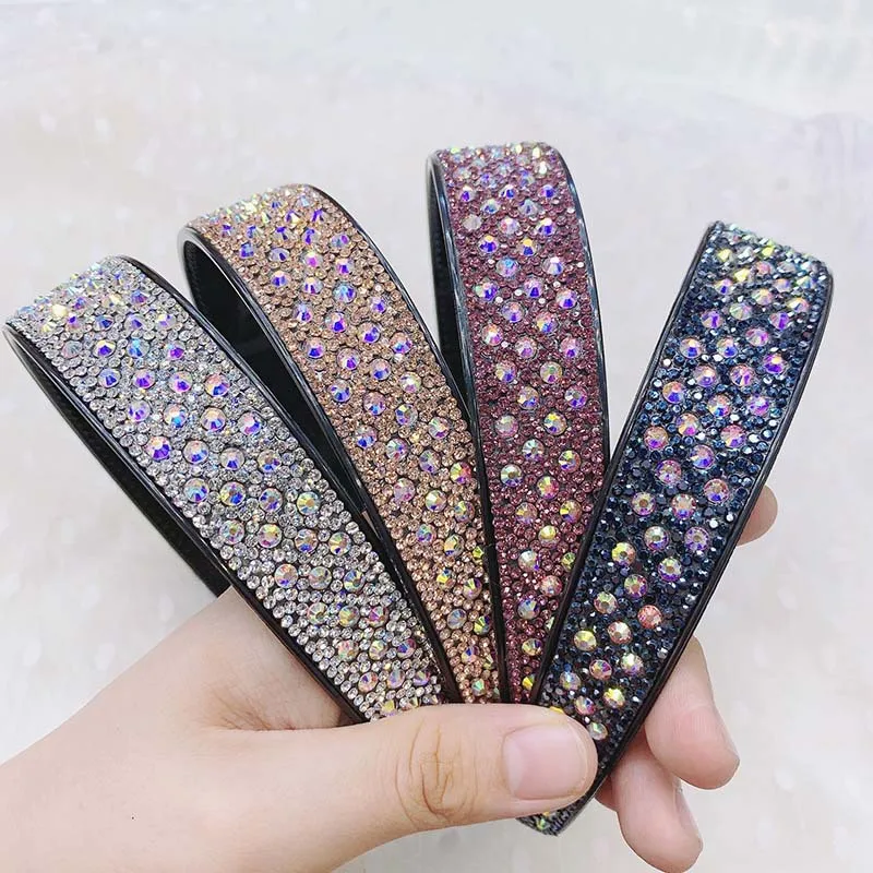 Ladies Luxury Full Rhinestone Hairbands Wide Bling Crystal Teeth Headbands for Women Girls Hair Hoops Bezel Hair Accessories