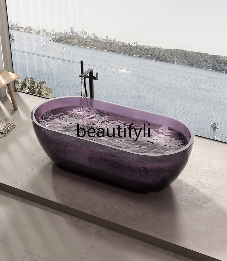 

Independent integrated resin transparent bathtub Home Hotel B & B Double color bathtub