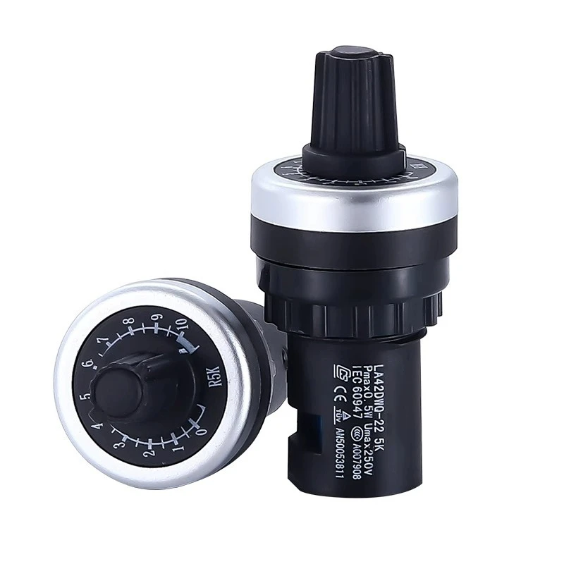 Genuine Precision Variable Frequency Drive (VFD) Potentiometer Speed ​​Controller Knob (22mm) – LA42DWQ-22 (1K/5K/10K)