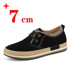 Men Casual Sneakers 2024 New Elevator Shoes Suede Small Size Heightening Shoes For Male Hidden Height Increased 7CM Taller Shoes