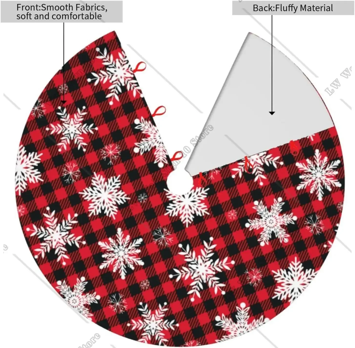 Christmas Tree Skirt Christmas Red Black Buffalo Check Snowflake for Xmas New Year Christmas Decorations Lobby Home Ornaments