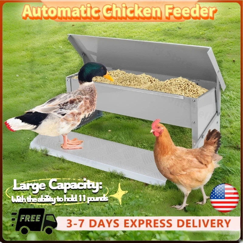 

Автоматическая кормушка для курицы с защитой от атмосферных воздействий крышкой — кормушка для птицы без отходов, защита от крыс, защита от разливов для куриц, гусей, уток, индейки