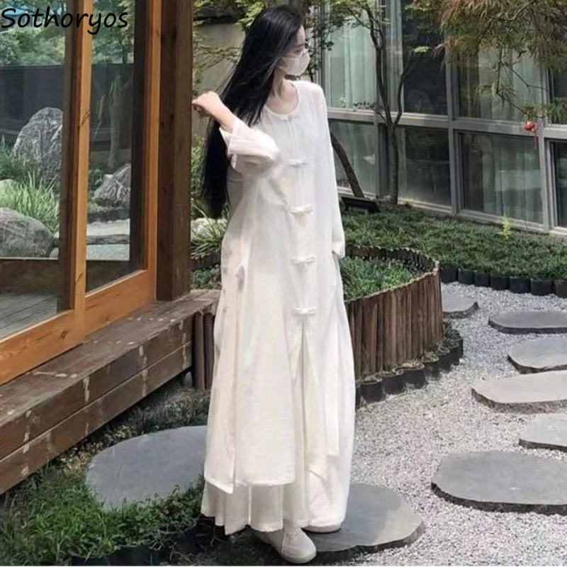 White Chinese Style Pajama Sets for Women Spring Autumn Vintage Sleepwear Elegant Ladies Classy Temper Loungewear Simple Pijamas