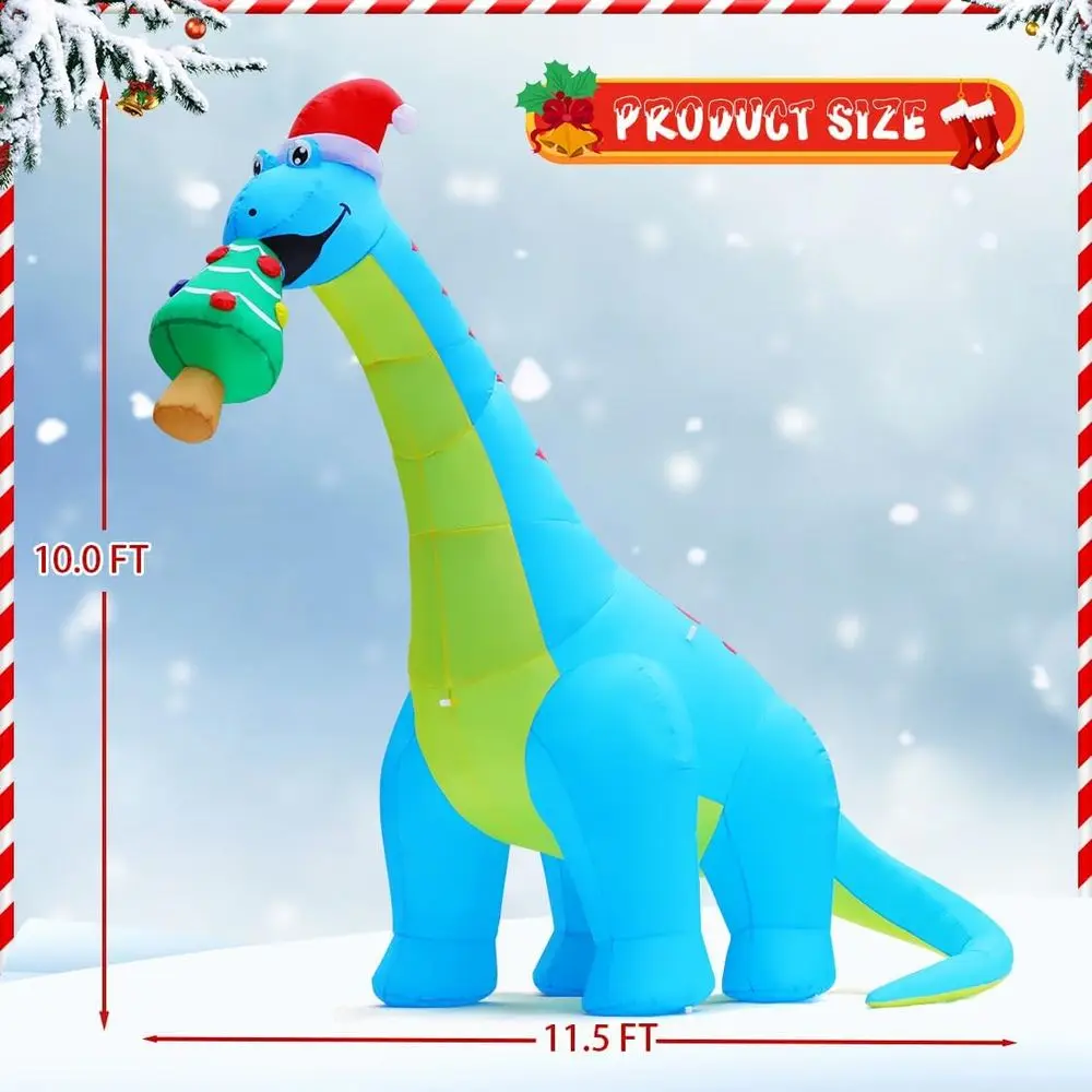 10-Foot Outdoor Christmas Inflatable: Dinosaur Devouring Tree with LED Lights for Lawn and Garden