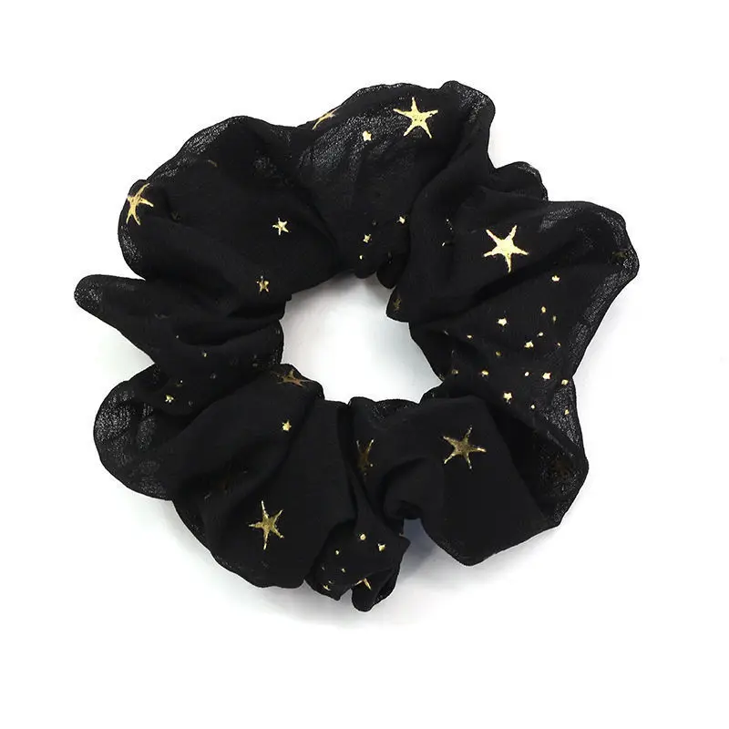 Oversized French Organza Hair Scrunchies Elegant Star Chiffon Women Elastic Hair Rubber Bands Hair Ties Stretch Ponytail Holder