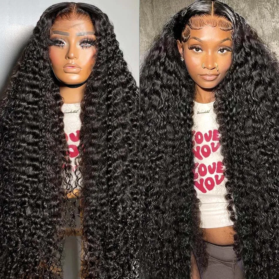 Perucas encaracoladas brasileiras para mulheres negras, onda de água, cabelo humano frontal de renda HD, cabelo remy, pré arrancado, 40in, 13x4 peruca dianteira do laço, 13x6