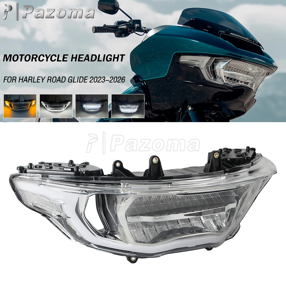 Motorcycle LED Front Headlight Assembly High/ Low Beam Turn Signal Head Lamp For Harley CVO Road Glide FLTRXSE FLTRXSTSE 2024-26