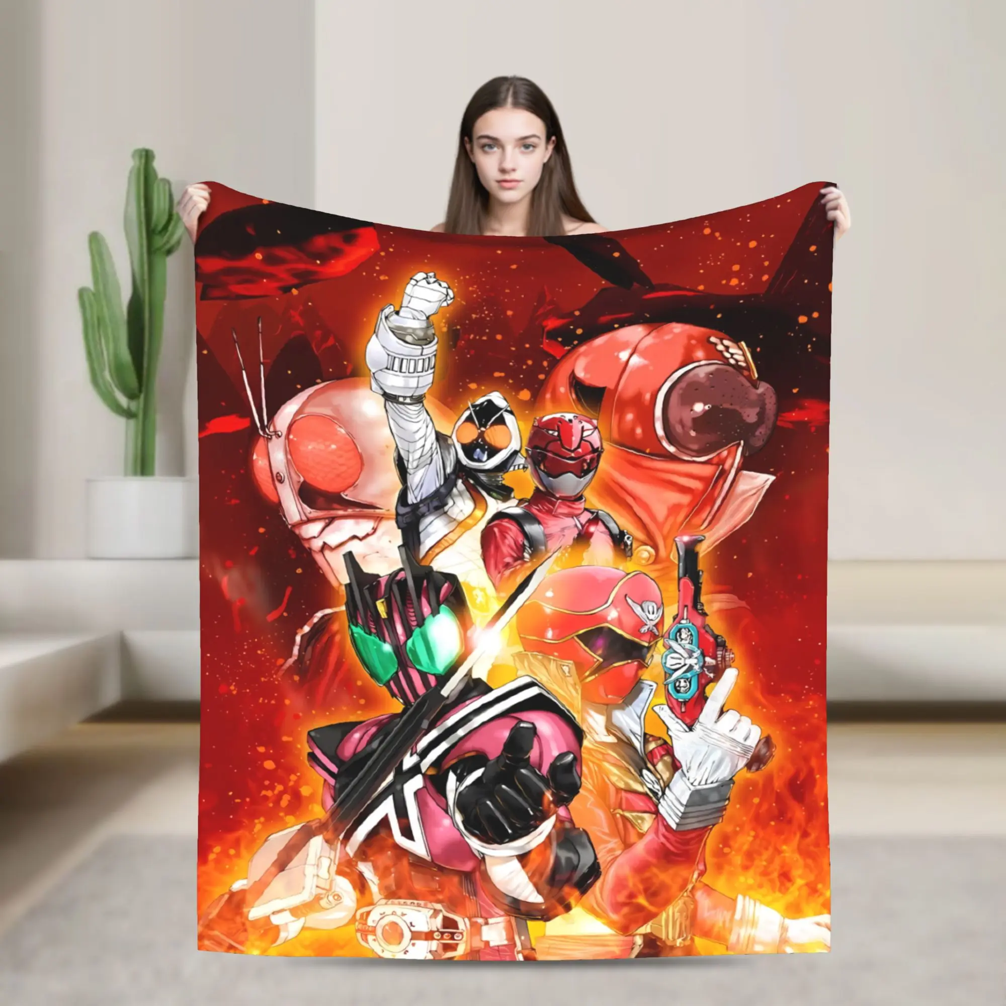 Explosion Battle Art Kamen Rider Soft Warm Blanket Airplane Plush Bedding Throws Couch Chair Flannel Bedspread Sofa Bed Cover