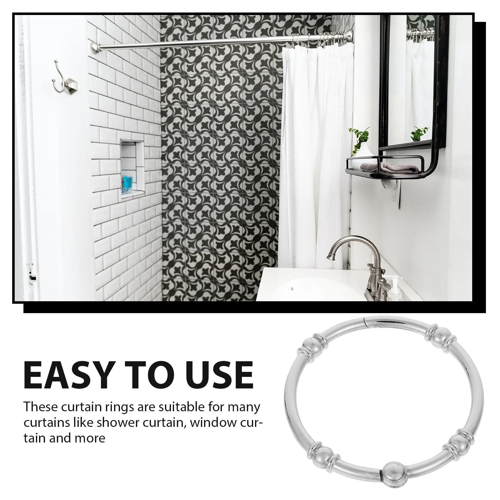 

12pcs Shower Curtain Hooks Metal Rust Proof Heavy Duty Smooth Slide For Bathroom Window Curtain Hanging Accessories