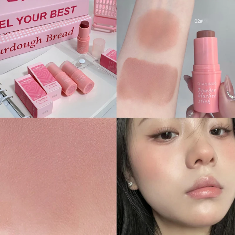 أحادية اللون لطيف أحمر الخدود عصا كريم السلس الخد تينت عارية أحمر الخدود الطبيعي ماتي الوردي روز الوجه روبور روج الكورية النساء ماكياج #4