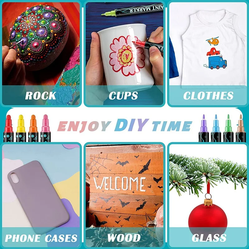 قلم تحديد طلاء أكريليك 36 لونًا، قلم ألوان كلاسيكية معدنية، قلم صانع ذو طرف مزدوج للبالغين والأطفال