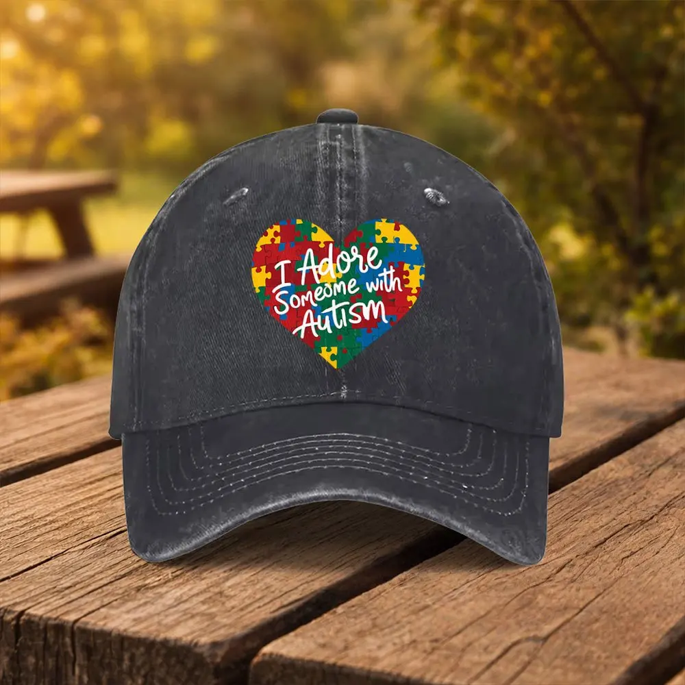 Autism Awareness Puzzle Print Baseball Cap Suitable for &, Lightweight Duckbill Hat with Heart, Machine Washable, for Sports, Fi