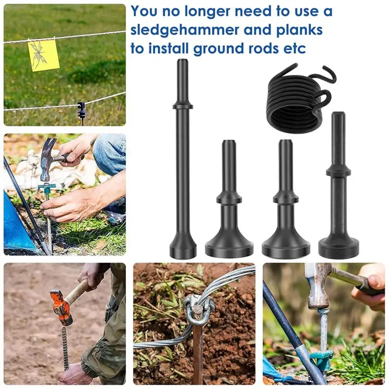 ABVG-Smoothing Air Hammer Bits Set, 5Pcs Air Pneumatic Hammer Tool Kit Air Hammer With Spring For 150, 190, 250 Air Hammer