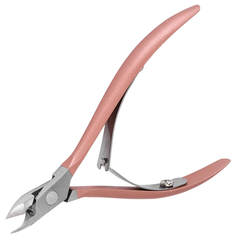เล็บ Cuticle Pusher Tweezer CUTTER Nipper Clipper Dead Skin Remover เล็บ Art Grooming เครื่องมือความงามเล็บคีมสีชมพู