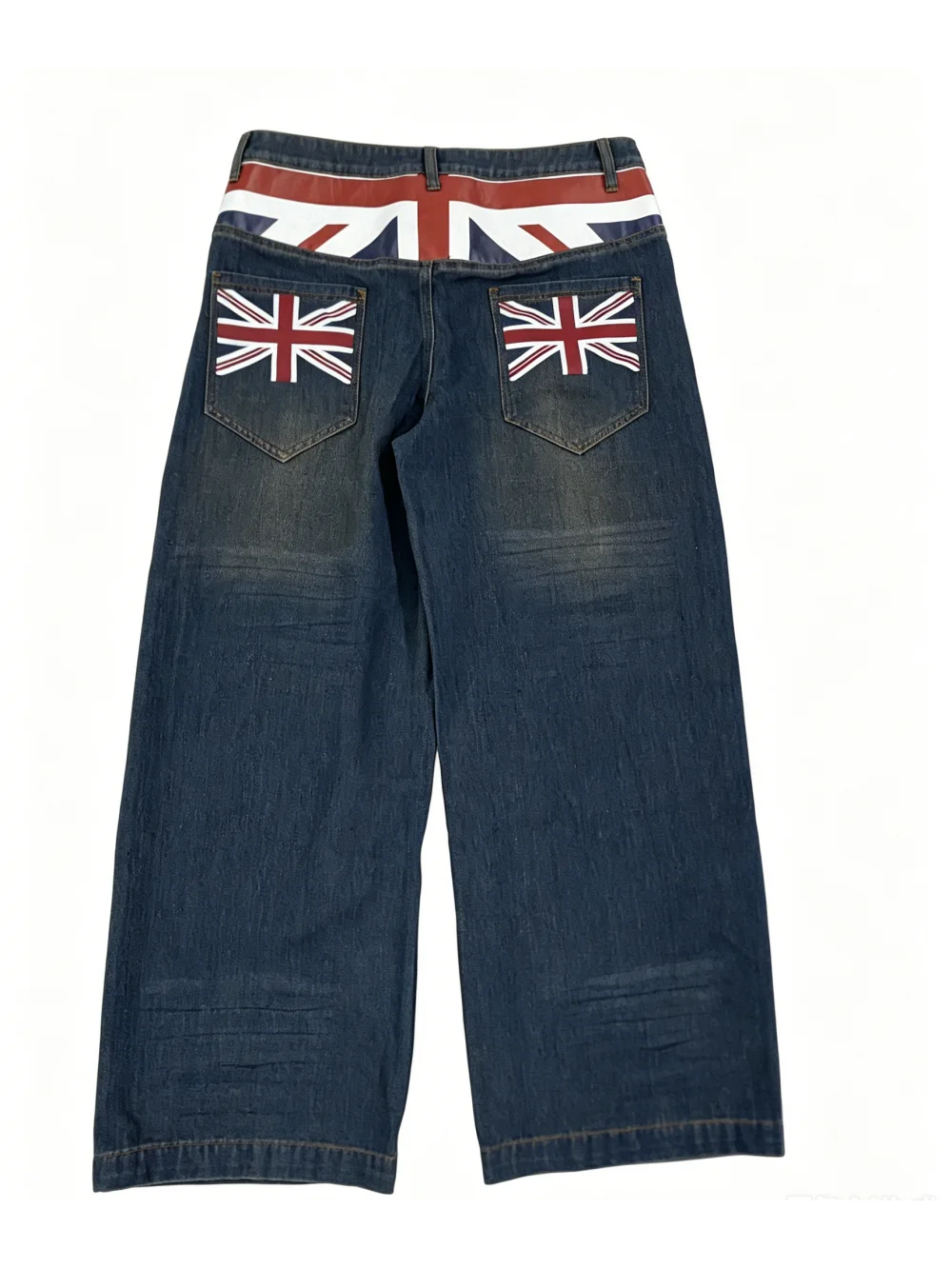 2026 New Retro British Flag Printed Wide Leg Jeans for Men and Women, Loose Pants, Hip Hop Street Trendy Versatile, Niche Denim