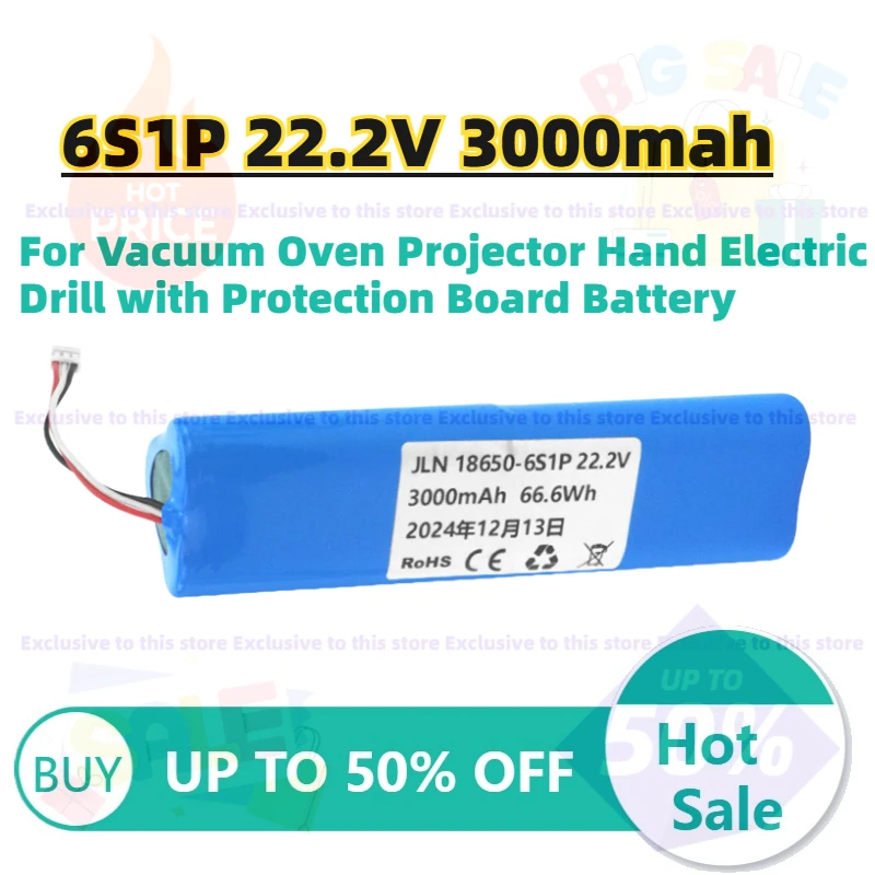 

High-Capacity 6S1P 22.2V 3000mah Li-ion Battery for Vacuum Oven Projector Hand Electric Drill with Protection Board Battery