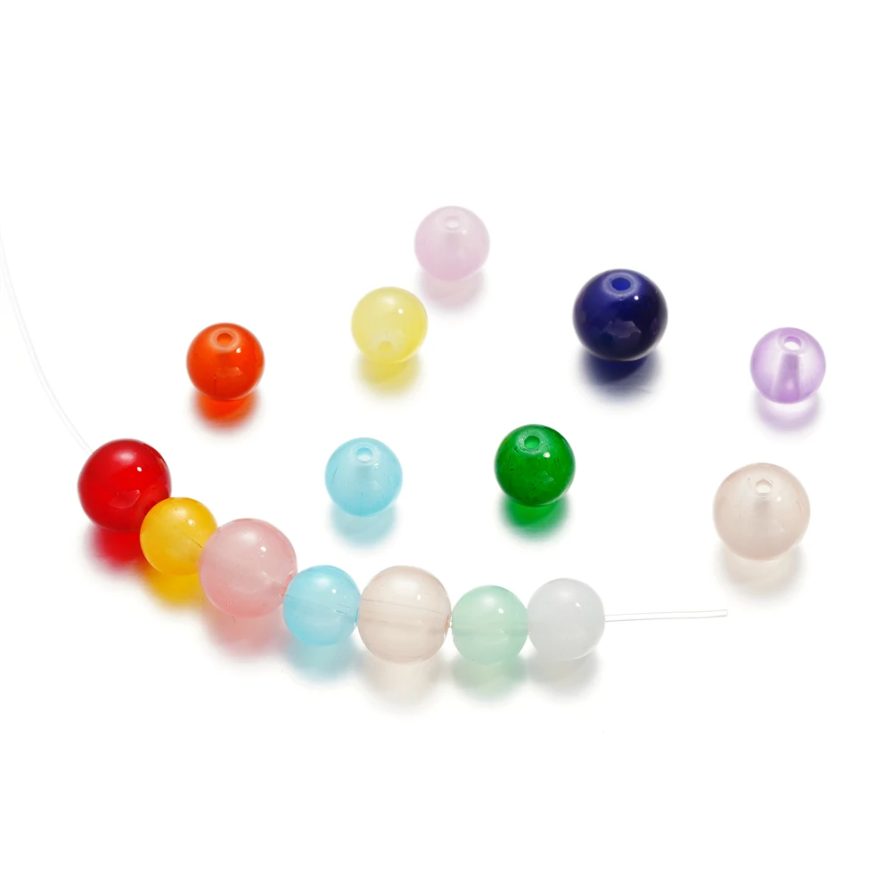 20Pcs/Lot 8/10mm Jelly Result Glass Round Shape Loose Spacer Beads For Jewelry Making Supplier DIY Bracelet Accessories