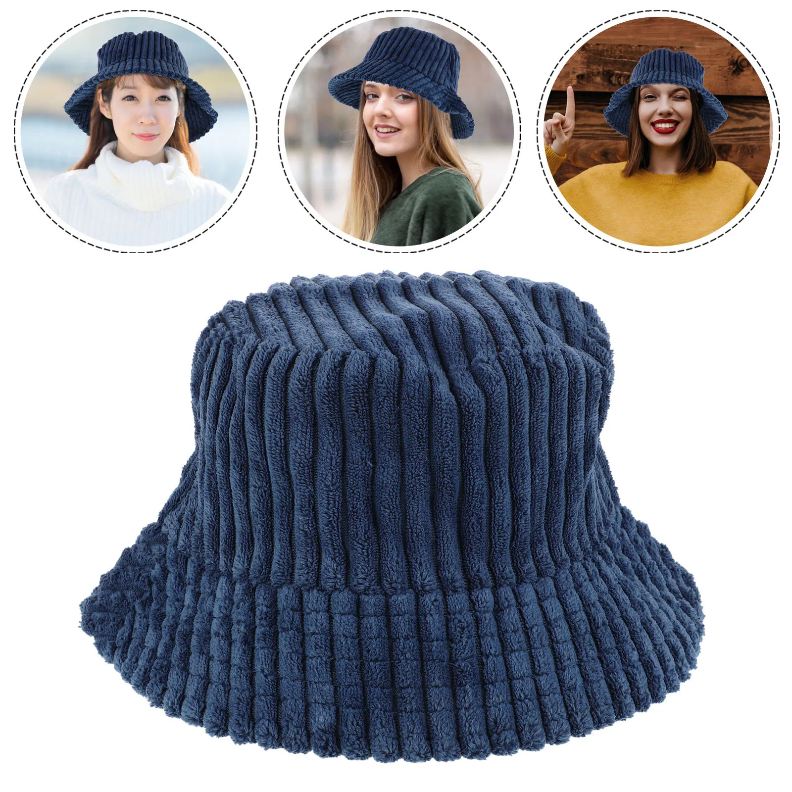 

Corduroy Bucket Hat Warm Cap Solid Color Stylish Fisherman Cap Lightweight Breathable Outdoor Fall Travel Hat Fisherman Skullcap