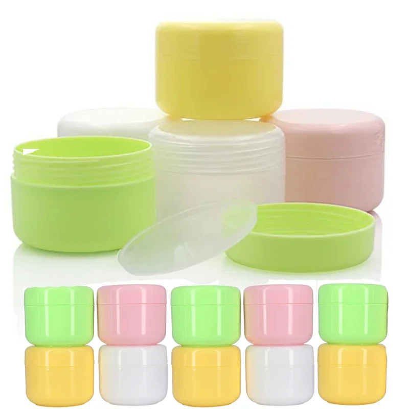 50PCS Refillable Empty Plastic Cosmetic Jar Pot  6 Colors w/ Inner Liners & Dome Lids Travel Container For Creams Lotion Makeup