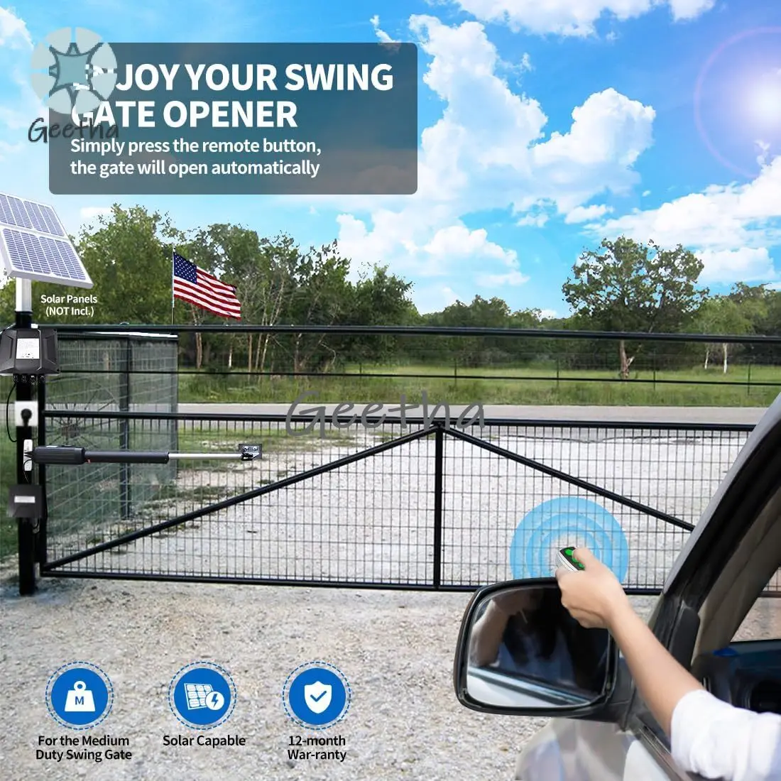 A5131 Enkele draaipoortopener Automatische poortmotor voor middellange draaipoorten voor enkele draaipoorten tot 16ft, elektrische opritpoort