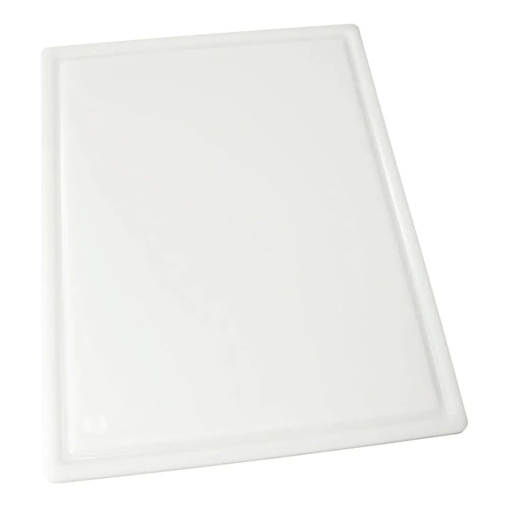 

Heavy-Duty Plastic Cutting Board with Groove, 12 x 18 x 1/2, White