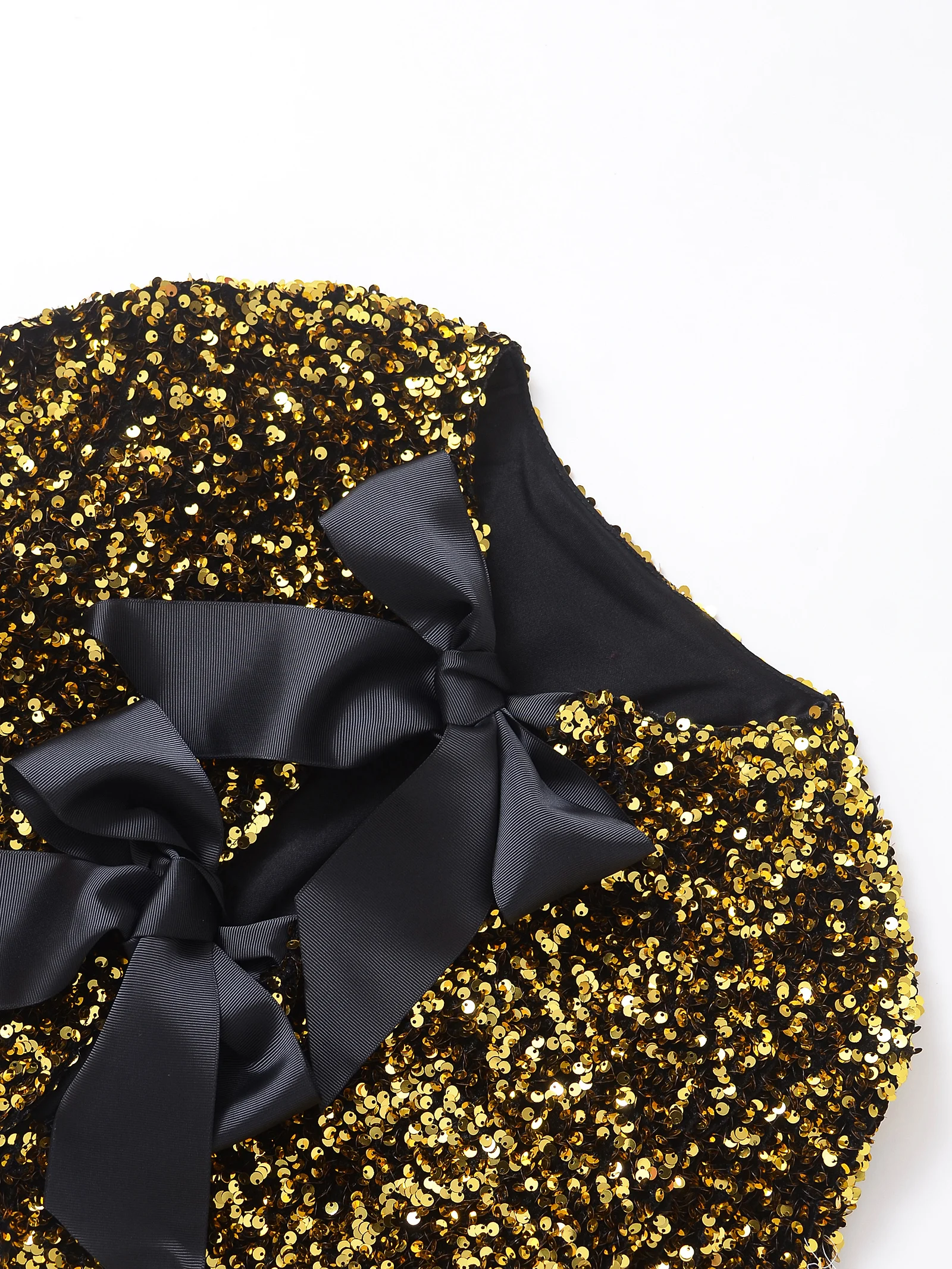 Veste courte ample et décontractée pour femmes européennes et américaines, style de rue, avec nœud noué, haut à paillettes