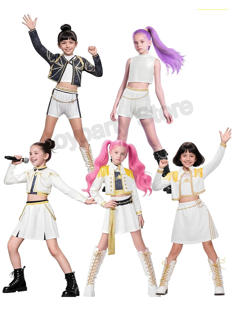 Film KPop chasseurs de démons Anime Rumi Zoey Mira Cosplay Costume veste short jupe pantalon Halloween Costume enfants scène costume