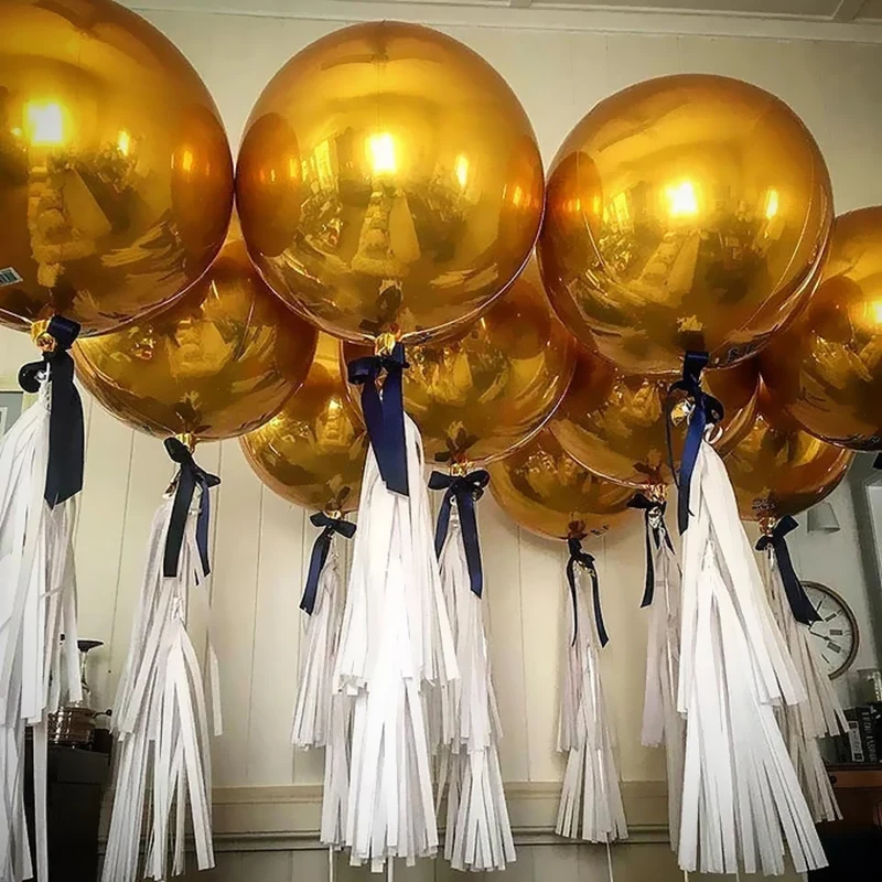 

Gold Round Aluminum Foil Balloons, Festival Party, Wedding Decor, Happy Birthday Layout, 4D Mirror Balloon, Baby Toy, 2-5Pcs