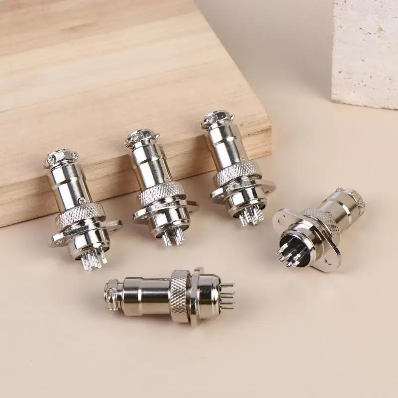 

2Pcs Complete Plug Socket GX16 Square Flange 2 3 4 5 5 6 7 8 9 10 Male And Female Plug 16M Connector
