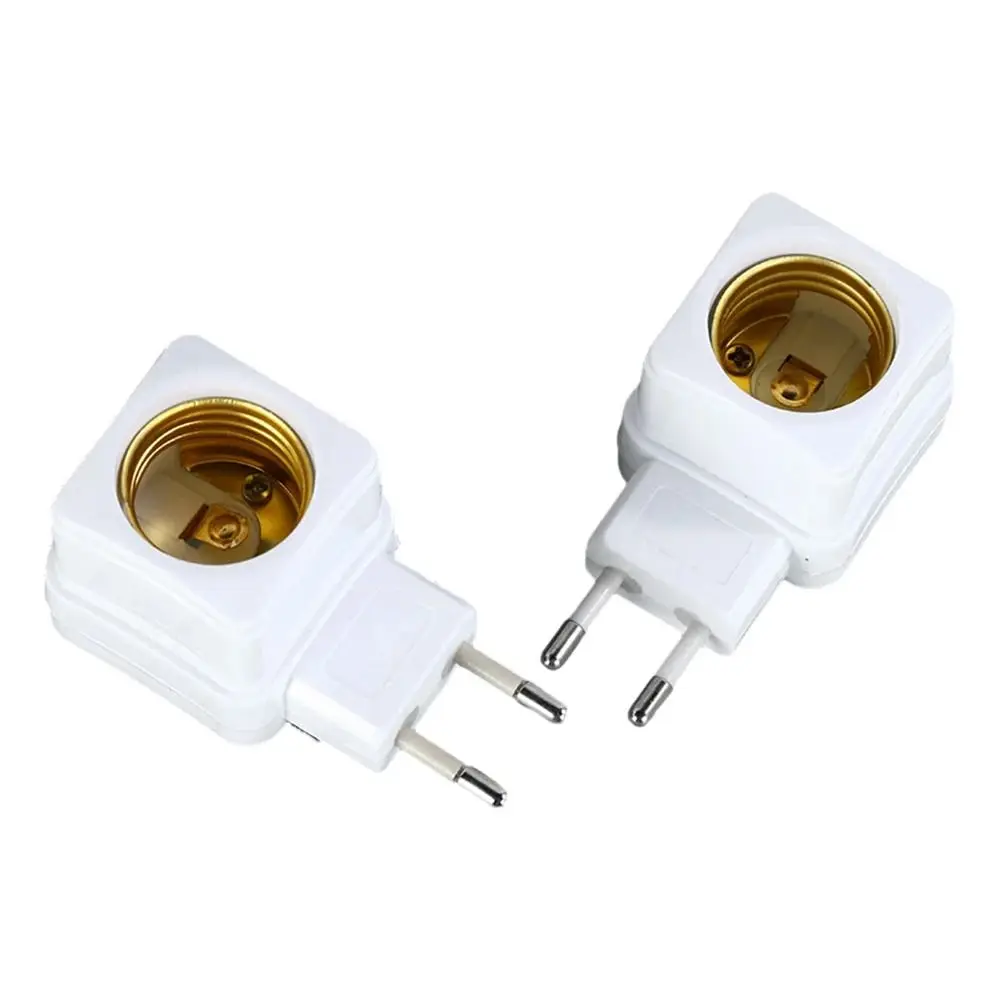 1/2Pcs EU Plug Adapter Bulb Socket Integrated With On/Off Switch Spiral Pattern Lamp Base 220V Lighting Accessories
