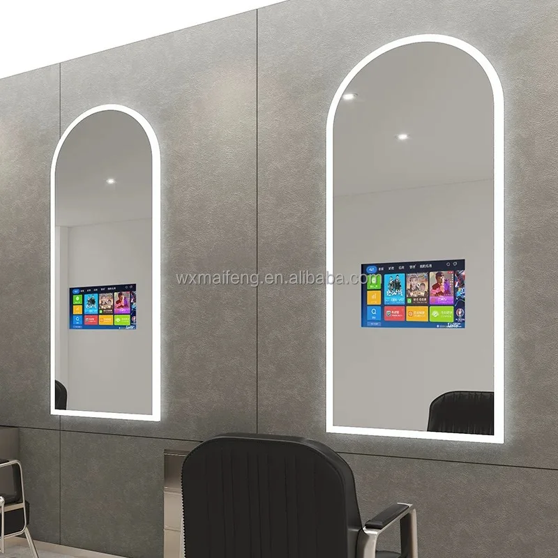 Wholesale Newest Design With Light TV Exclusive Children's Barbershops Wall-mounted Hair-cutting Bathroom Hair Salon Mirror