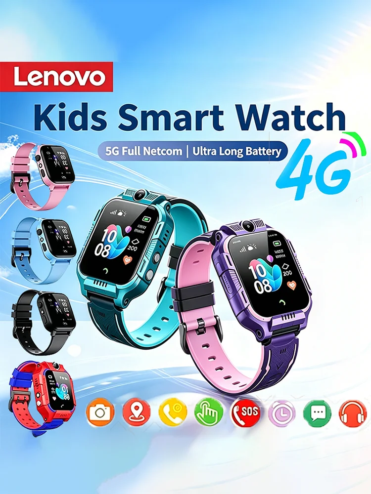 Lenovo 2026 Neue 4G GPS Wasserdichte Kinder-Smartwatch Reloj Inteligente Niños SIM-Karte Anruf Kamera Mini Elektronische Uhr Geschenk