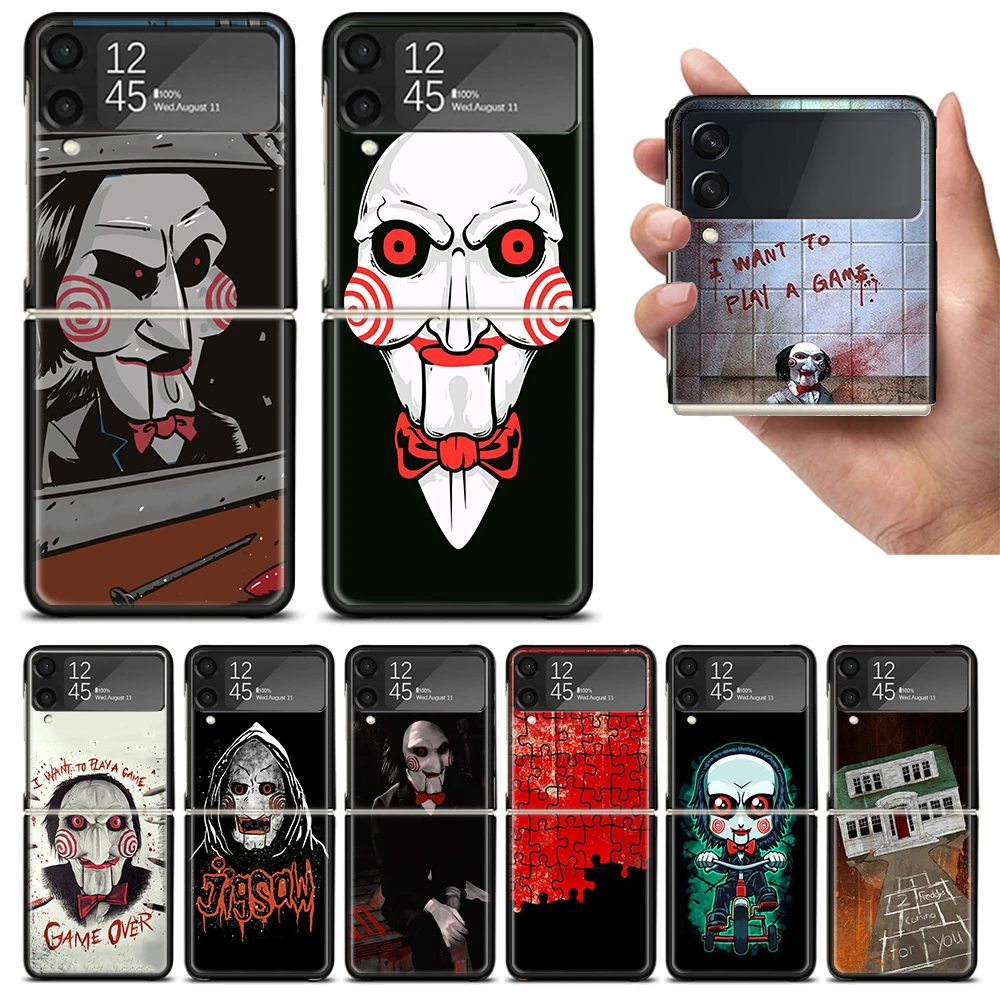 The Jigsaw Killer Horror Zflip4 Zflip5 Phone Case For Samsung Z Flip3 Flip4 Flip5 5G zFlip 4 5 Cover Cellphone Shell Caso Fundas