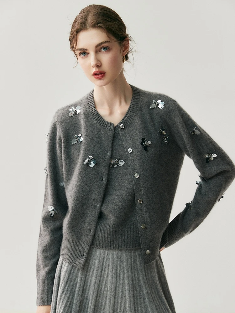 

TLOML женский 100% кашемировый свитер, костюм с большими блестками, кардиган-бабочка, жилет, пуловер, осень-зима, мягкий теплый кашемировый шикарный костюм