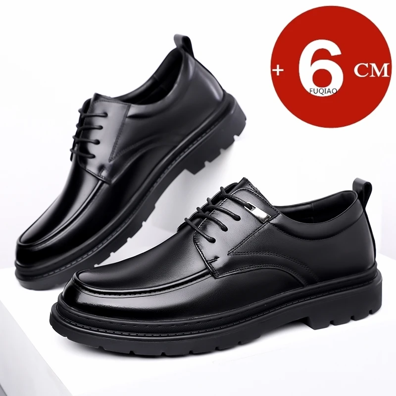 

Flats / 6CM Height Increase Men Genuine Leather Shoes Elevator Oxfords for Wedding Business Casual Formal Dress Shoes for Taller