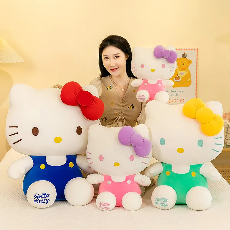 Sanrio Hello Kitty juguete de peluche 25/35/45/60cm, Animal relleno Kawaii tamaño Jumbo, muñeco de personaje de película suave regalo de cumpleaños para niños