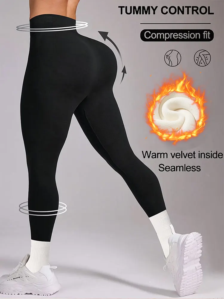 High Waisted Fleece Lined Leggings Tummy Control Butt Lifting Womens Workout Clothing Winter Slimming Thermal Yoga Pants & Capri