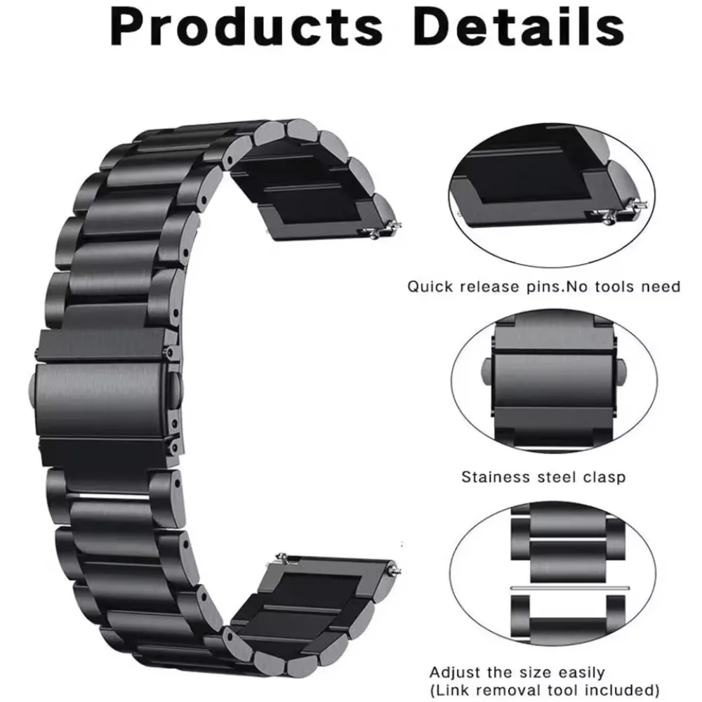 22mm 20mm18mm Metal Strap for Oneplus Watch Lite 4 2 2R/3 46/43mm Comfortable Bracelet for OPPO Watch X3 X2 X/X3 Mini 4 Pro Band