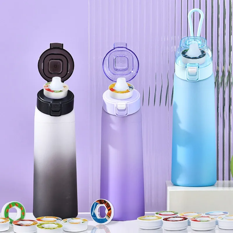 Flavor Cup Creative Water Bottle Tritan for Girls Students Sport Bottle with Handle Portable Bottles Gradient Color Funny Cups