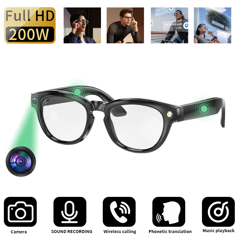 

LIGE 2025 New AI Smart Glasses Video Record Bluetooth Call Voice Assistant Music Playback Smart Glasses UV Protection Sunglasses