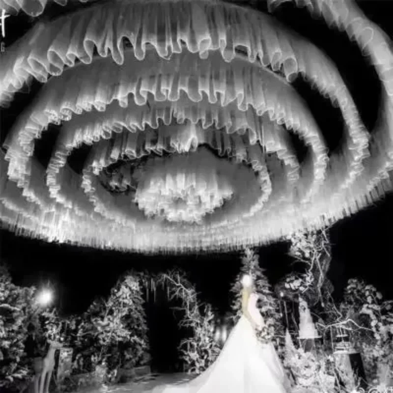 Ceiling Suspender Gauze Fabric Decoration Frame Wedding Drapes Shelf Crystal Arch Circle Hanging Rack Stage Birthday Party150CM