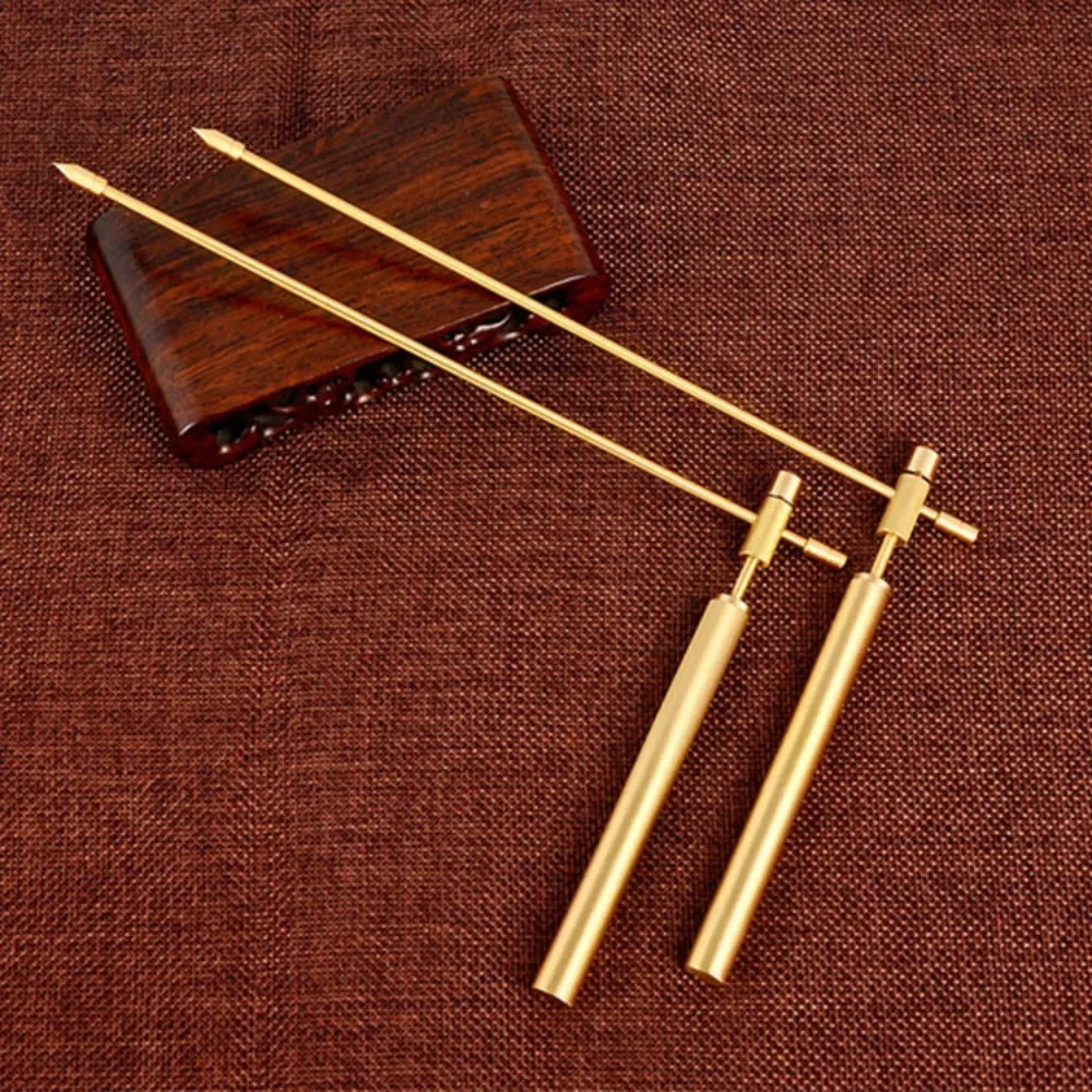 1 Pair Copper Metal Detector Rod Dragon Seeking Dowsing Rod Outdoor Energy Water Witching Adjustable Industrial Metal Detectors
