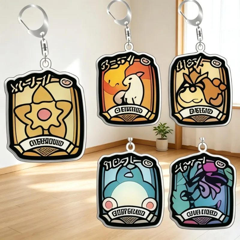 Keychain For Pokemon Staryu Rapidash Vivillon Acrylic Homemade Cartoon Anime Backpack Pendant DecorationCollection Fans Gift 5cm
