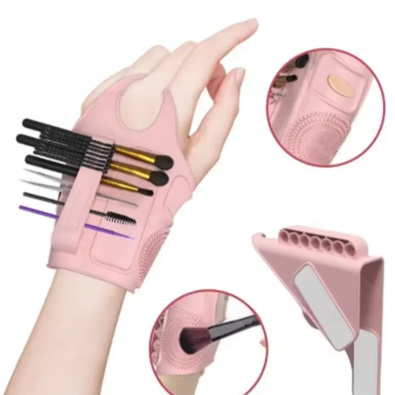Silicone makeup artist and makeup assistant gloves beauty pad hand worn portable color palette beauty tool