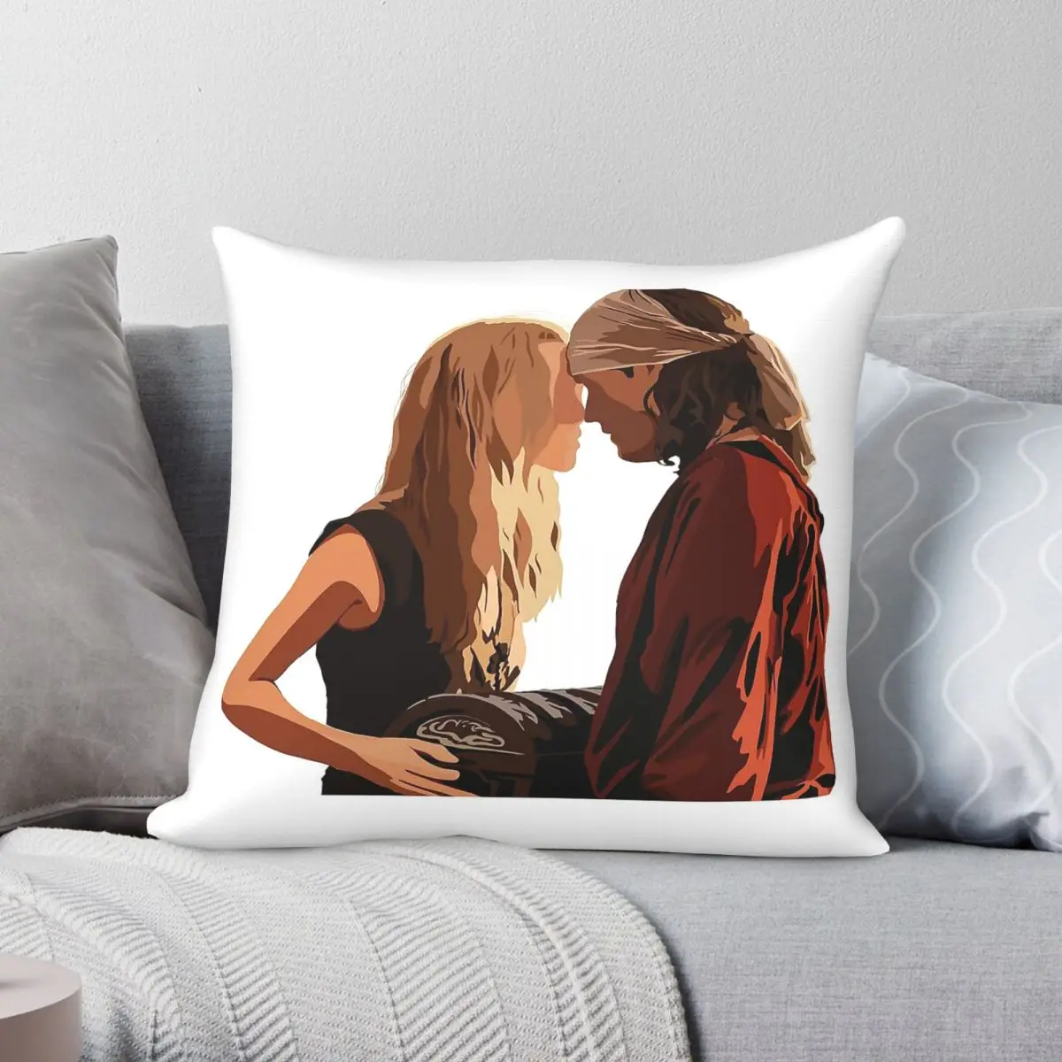 Elizabeth Swann Will Turner Square Pillowcase Polyester Linen Velvet Printed Zip Decor Throw Pillow Case Home Cushion Cover
