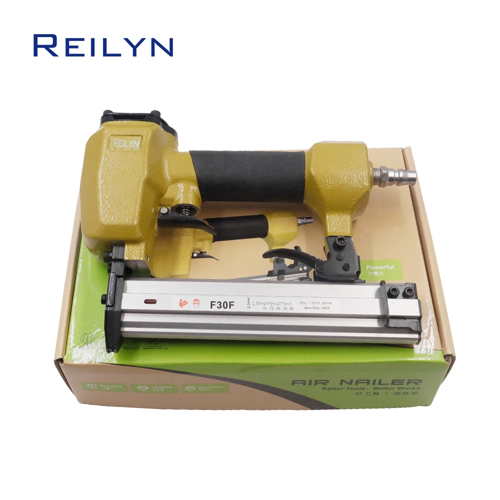 Reilyn 18Ga Small Pneumatic Stapler F30 Upholstery Air Nailer Gun for 10-30mm Nail Wooden Frame Furniture Fixed Pneumatic Tools