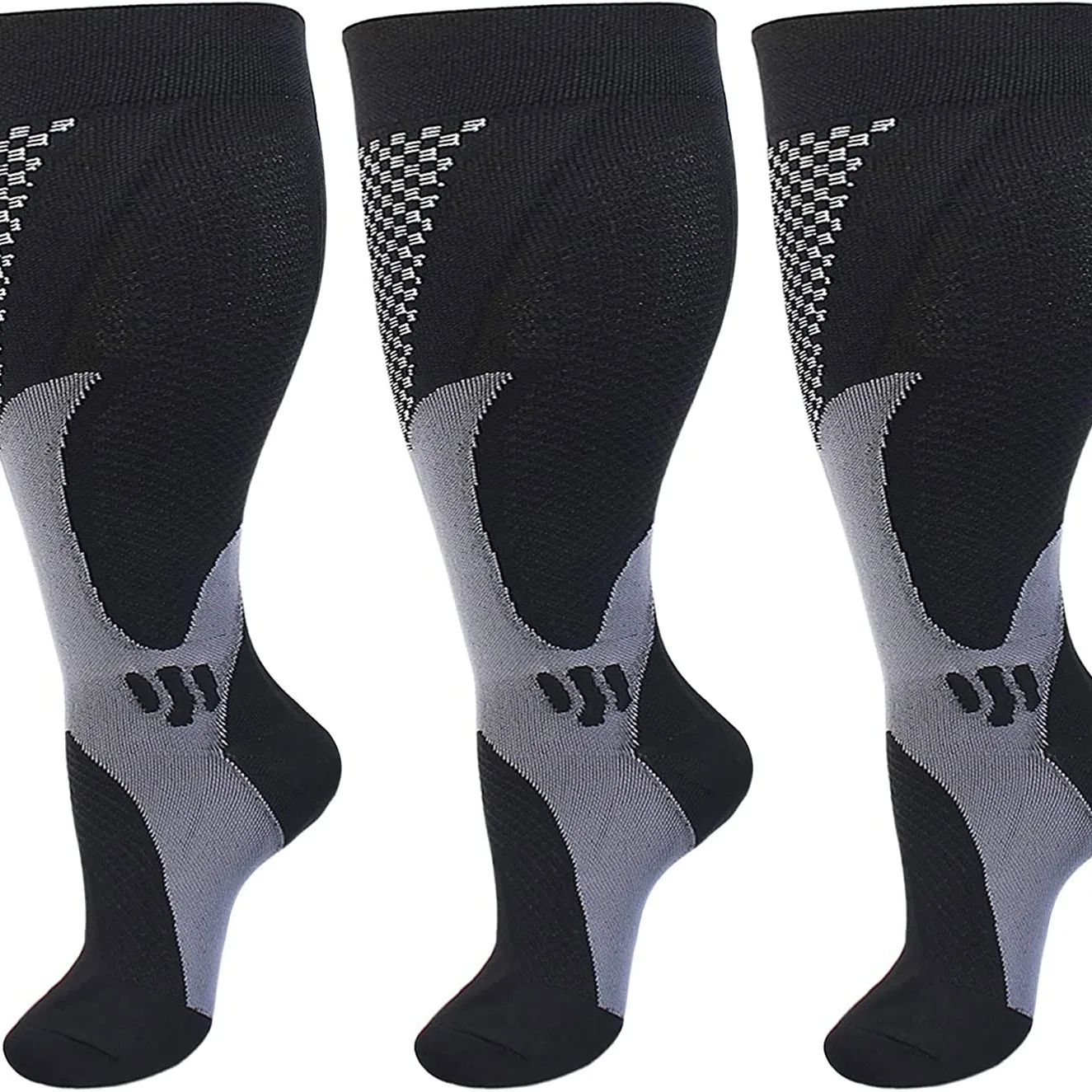 جوارب ضغط للرجال والنساء ، ممرضة ، رياضة ، جري ، سيدات ، مقاس كبير ، 2XL ، 3XL ، 4XL ، 5 أزواج