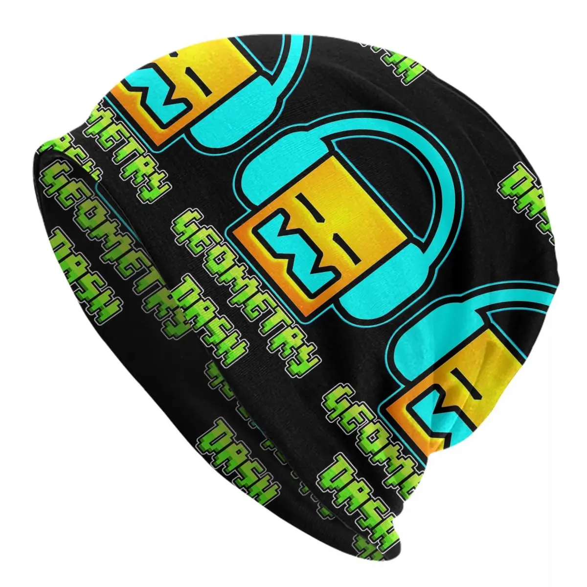 Geometry Dash Game Music Cute Geometric Adult Beanies Caps Knitting Bonnet Hat Warm Fashion Autumn Winter Outdoor Skullies Hats